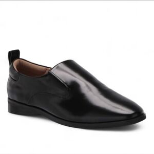 AEROSOLE Menswear Inspired Womens Black Glossy Leather Loafer Minimalist 9.5